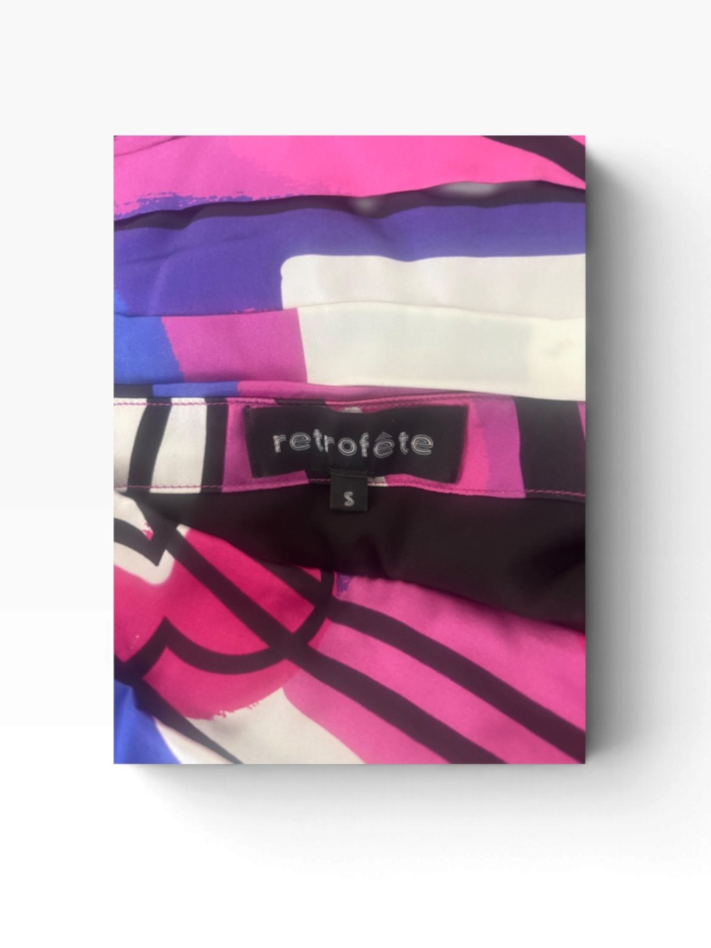 Retrofête Graphic Silk Mini Dress - Size Small - Picture 4 of 5